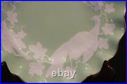 Royal Crown Derby Chinese Birds Green 6 Salad Plates 8 5/8