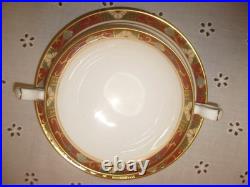 Royal Crown Derby Cloisonne A1317 Footed Cream Soup Bowl & Saucer Set of 4