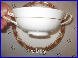 Royal Crown Derby Cloisonne A1317 Footed Cream Soup Bowl & Saucer Set of 4