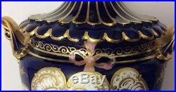 Royal Crown Derby Cobalt Blue Heavy Gold Double Handled Vase9 1/8 Tallpitcher