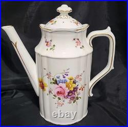 Royal Crown Derby Coffee Pot, Creamer & Open Sugar Bowl Set 9875 Posies Rare