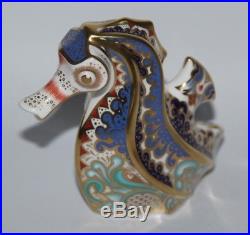 Royal Crown Derby Coral Seahorse Paperweight Gold Stopper vgc