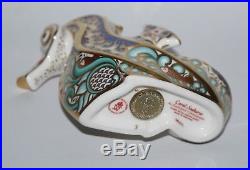 Royal Crown Derby Coral Seahorse Paperweight Gold Stopper vgc