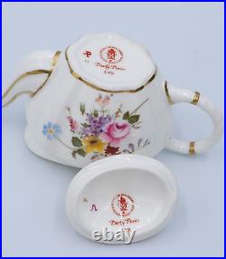 Royal Crown Derby DERBY POSIES 7pc Miniature Teapot Set MINT BOX Tray Cup Sugar