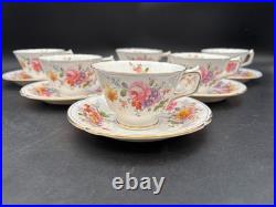 Royal Crown Derby DERBY POSIES England Set of 6 Cups & Saucers 2 1/2