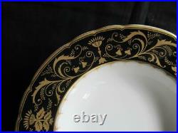 Royal Crown Derby Darley Abbey Black A1350 Pattern 6 x Rimmed Soup Dishes 8.5ins
