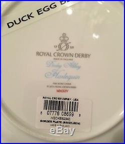 Royal Crown Derby -Darley Abbey Blue Harlequin Duck Egg Blue 3 Piece Place NEW