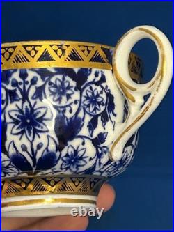 Royal Crown Derby, Derby Lily- Antique Cup & Saucer Blue Florals And Gold Decor