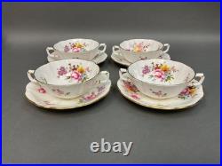 Royal Crown Derby Derby Posies Soup Bowl And Saucer Set Of 4 Bone China England