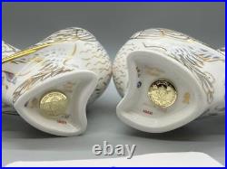 Royal Crown Derby Diamond Jubilee Pair of Dove Paperweights Limited Ed In Box