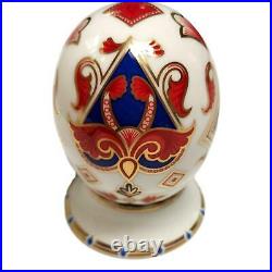 Royal Crown Derby Eggs England Ornamental Egg & Stand Red Blue Gold Stopper 1993