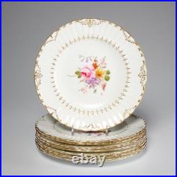 Royal Crown Derby England Ashby Floral Center Gilt Salad Plates 8.25 Set of 8 A