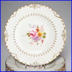 Royal Crown Derby England Ashby Floral Center Gilt Salad Plates 8.25 Set of 8 A