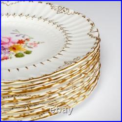 Royal Crown Derby England Ashby Floral Center Gilt Salad Plates 8.25 Set of 8 A