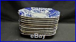 Royal Crown Derby England Blue Mikado Set of 11 Handled Cake / Pastry Plates