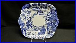 Royal Crown Derby England Blue Mikado Set of 11 Handled Cake / Pastry Plates