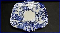 Royal Crown Derby England Blue Mikado Set of 11 Handled Cake / Pastry Plates