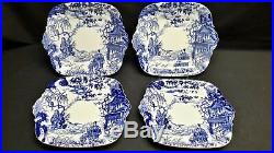 Royal Crown Derby England Blue Mikado Set of 11 Handled Cake / Pastry Plates