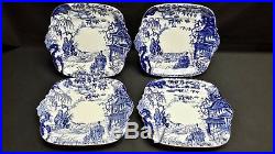 Royal Crown Derby England Blue Mikado Set of 11 Handled Cake / Pastry Plates