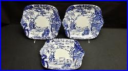 Royal Crown Derby England Blue Mikado Set of 11 Handled Cake / Pastry Plates