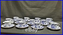 Royal Crown Derby England Blue Mikado Set of 12 Cups & Saucers See Description