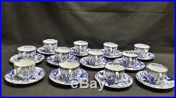 Royal Crown Derby England Blue Mikado Set of 12 Cups & Saucers See Description