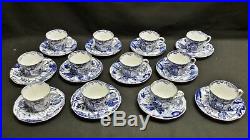 Royal Crown Derby England Blue Mikado Set of 12 Cups & Saucers See Description