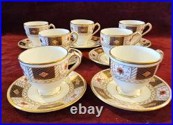 Royal Crown Derby England Bone China 7 Demitasse Cup & Saucer Sets DERBY BORDER