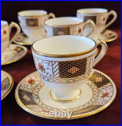 Royal Crown Derby England Bone China 7 Demitasse Cup & Saucer Sets DERBY BORDER