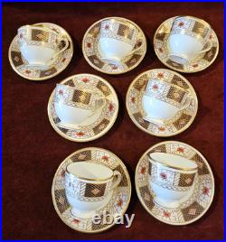 Royal Crown Derby England Bone China 7 Demitasse Cup & Saucer Sets DERBY BORDER