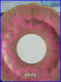 Royal Crown Derby England By Tiffany & Co Porcelain Luncheon Plate Pink Gold