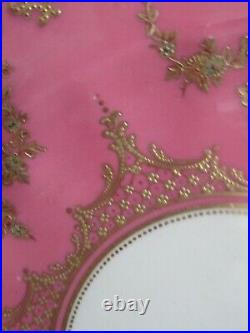 Royal Crown Derby England By Tiffany & Co Porcelain Luncheon Plate Pink Gold