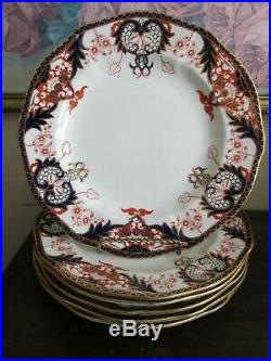 Royal Crown Derby England Imari Pattern 3615 Set Of 6 Dinner Plate 10