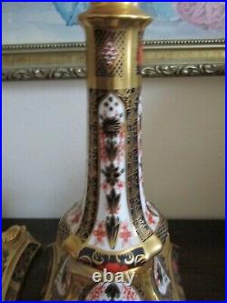 Royal Crown Derby England Old Imari Porcelain Two Candlestick Candle Holder 1128