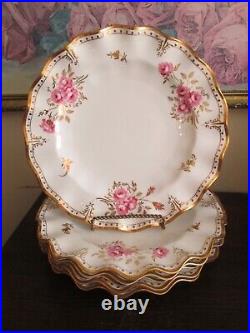 Royal Crown Derby England Porcelain Royal Pinxton Roses Set Of 6 Dinner Plate