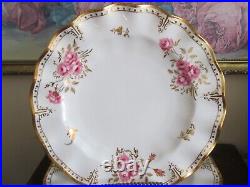 Royal Crown Derby England Porcelain Royal Pinxton Roses Set Of 6 Dinner Plate