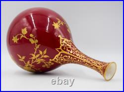 Royal Crown Derby England Red Raised Gold Vase Made for Shreve Crump & Low