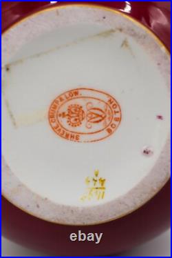 Royal Crown Derby England Red Raised Gold Vase Made for Shreve Crump & Low