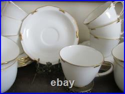 Royal Crown Derby England Regency Set Of 11 Demitasse Cup And Saucer White Gold