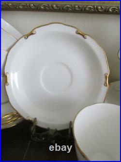 Royal Crown Derby England Regency Set Of 11 Demitasse Cup And Saucer White Gold