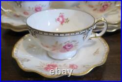 Royal Crown Derby England Royal Pinxton Roses Set Of 6 Tea Cup And Saucer