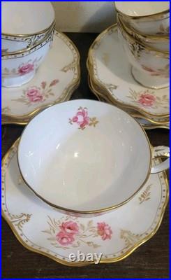 Royal Crown Derby England Royal Pinxton Roses Set Of 6 Tea Cup And Saucer