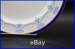 Royal Crown Derby English Blue Ribbons Roses & Gold 10 1/4 Dinner Plate (108)