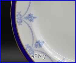 Royal Crown Derby English Blue Ribbons Roses & Gold 10 1/4 Dinner Plate (108)