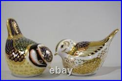 Royal Crown Derby English Bone China Birds (Gold Crest, Blue Tit) Paperweights