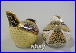 Royal Crown Derby English Bone China Birds (Gold Crest, Blue Tit) Paperweights