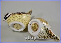 Royal Crown Derby English Bone China Birds (Gold Crest, Blue Tit) Paperweights