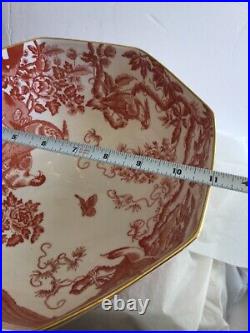 Royal Crown Derby English Bone China Red Aves A. 74 Serving Big Bowl 11 Inches