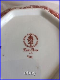 Royal Crown Derby English Bone China Red Aves A. 74 Serving Bowl 8 Inches /3 1/2