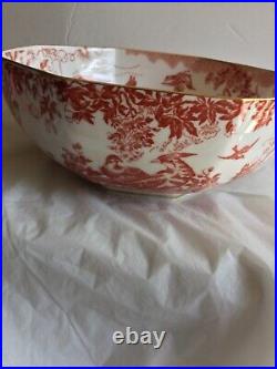 Royal Crown Derby English Bone China Red Aves A. 74 Serving Bowl 8 Inches /3 1/2